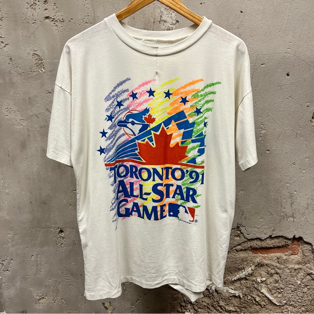 Vintage 90s MLB Toronto Canada 1991 All Stars Baseball Game Tee XL Colorful